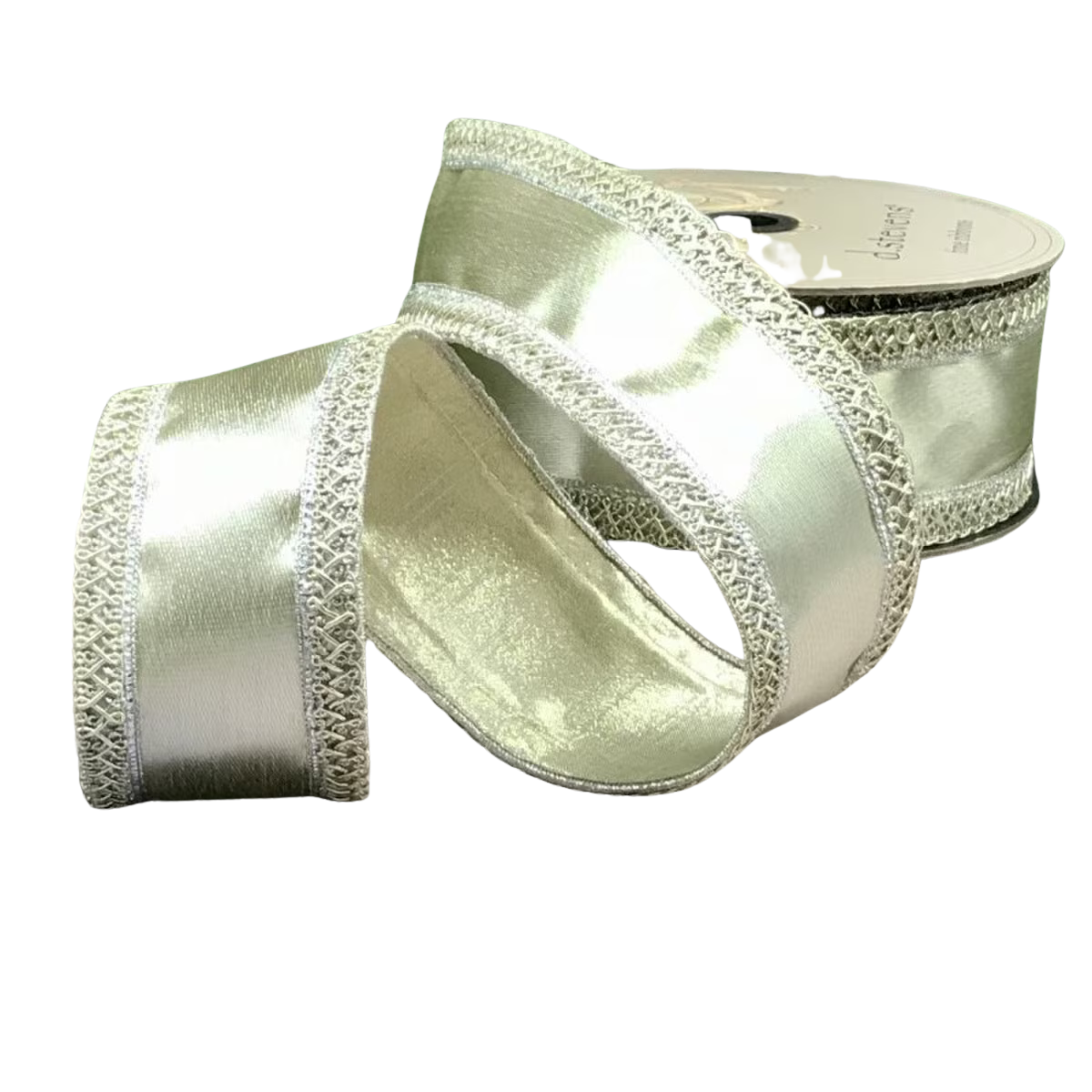 2.5" x 10yds metallic jacquard braided edge, platinum