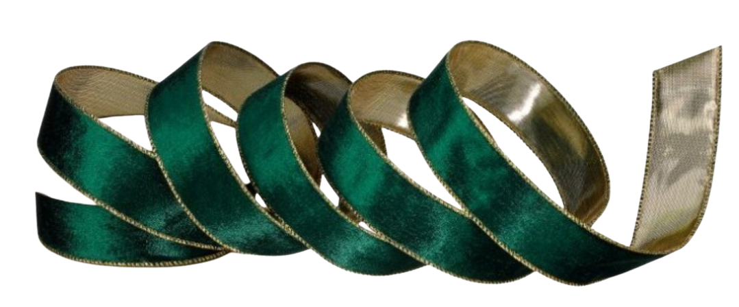 1.5" X 10Y Wired Velvet with Metallic Black Ribbon