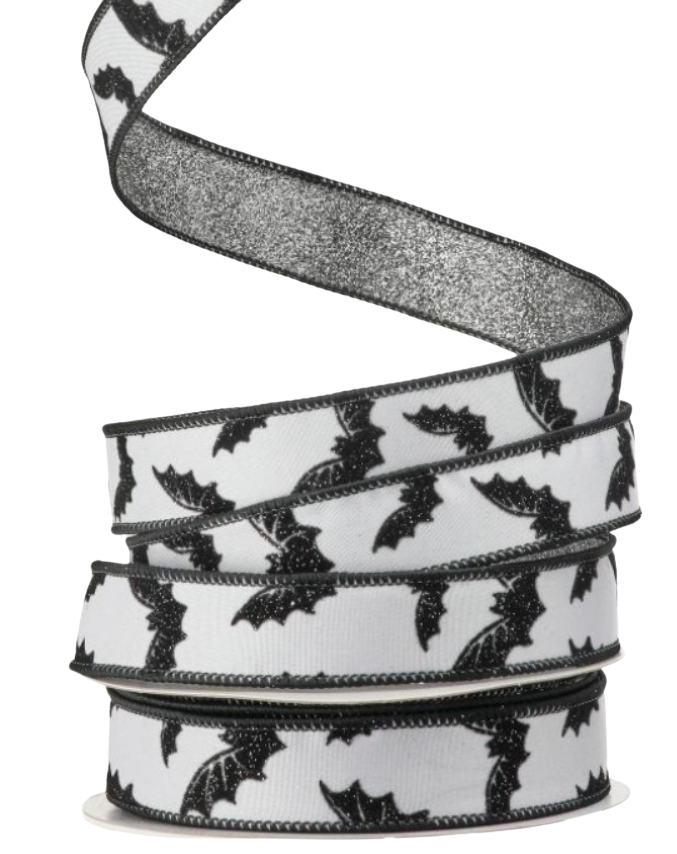 1" x 10Y Bat Glitter Ribbon