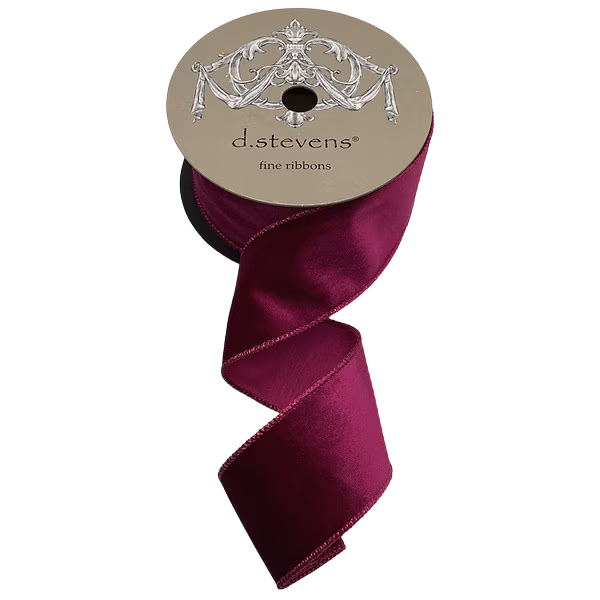 2.5" x 10yds velvet matching satin back, fuchsia