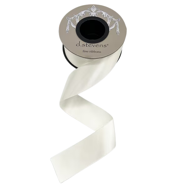 1.5" x 25yds luxe satin, antique white