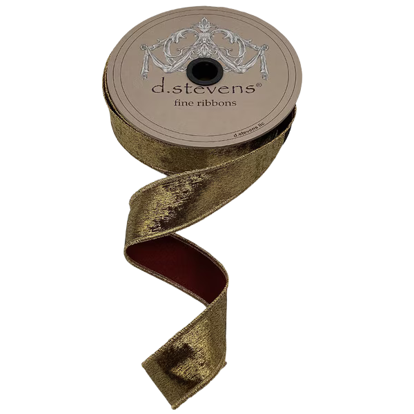 1" x 10yds brushed metallic antique gold/burgundy