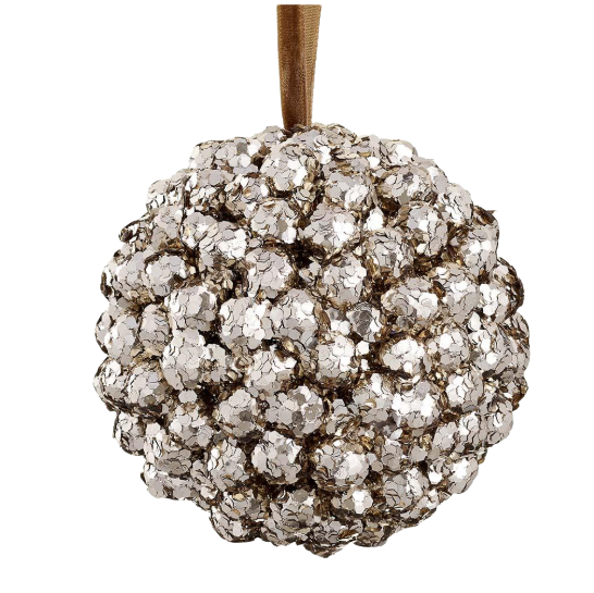 4" Glittered Bead Ball Ornament