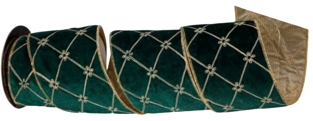 4" X 5Y Tufted Velvet with Jewel Ribbon