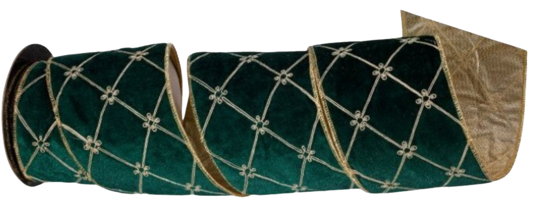 4" X 5Y Tufted Velvet with Jewel Ribbon