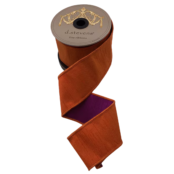 2.5" x 10yds double sided dupion, orange/purple