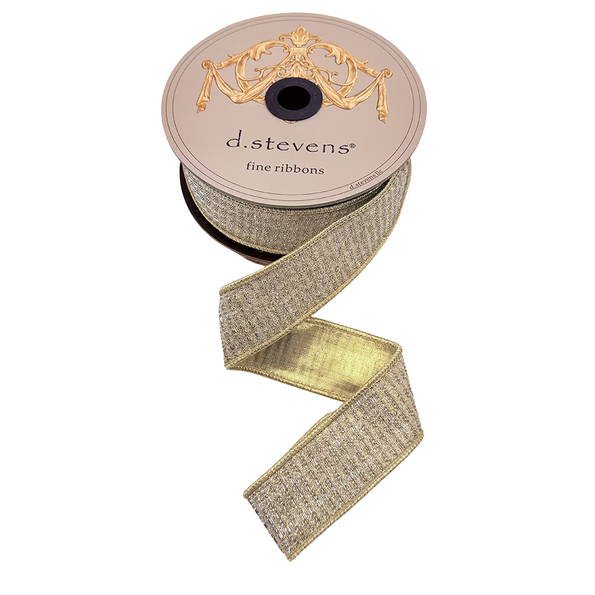 1.5" x 10yds textured shimmering metallic, light gold