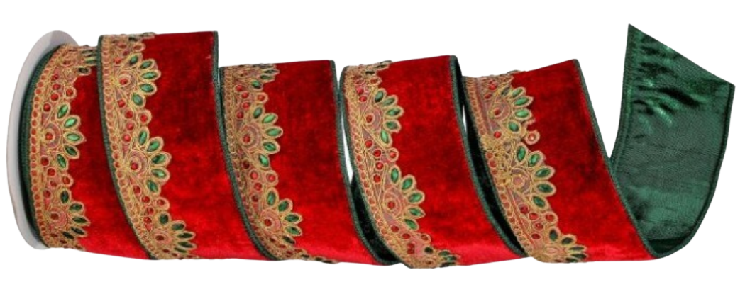 2.5" X 5Y Scrolled Jewel Velvet Ribbon