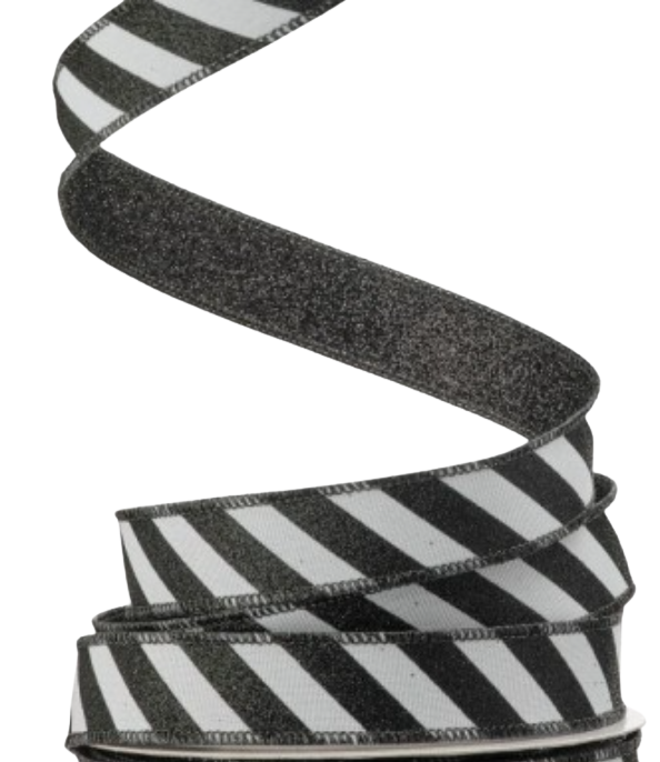 1" x 10Y Glitter Stripe Halloween Ribbon