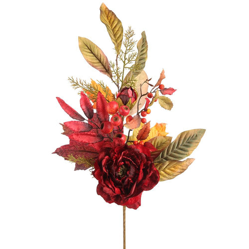 28" Peony, Berry, & Maple Spray