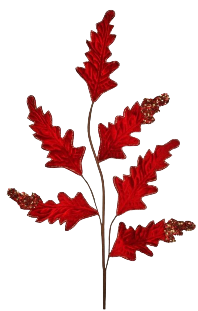 32" Glitter Velvet Acanthus Spray