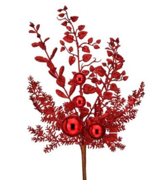 18" Glitter Ball Berry Spray