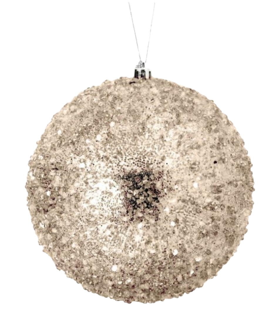 6" Iced Metallic Ball Ornament
