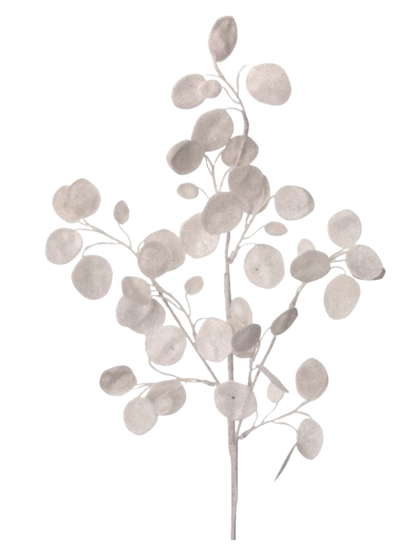 30" Glitter Lunaria Leaf Spray