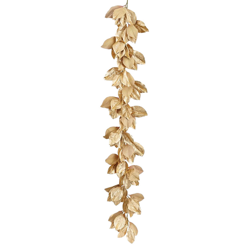 77" Metallic/Velvet Magnolia Leaf Garland Gold