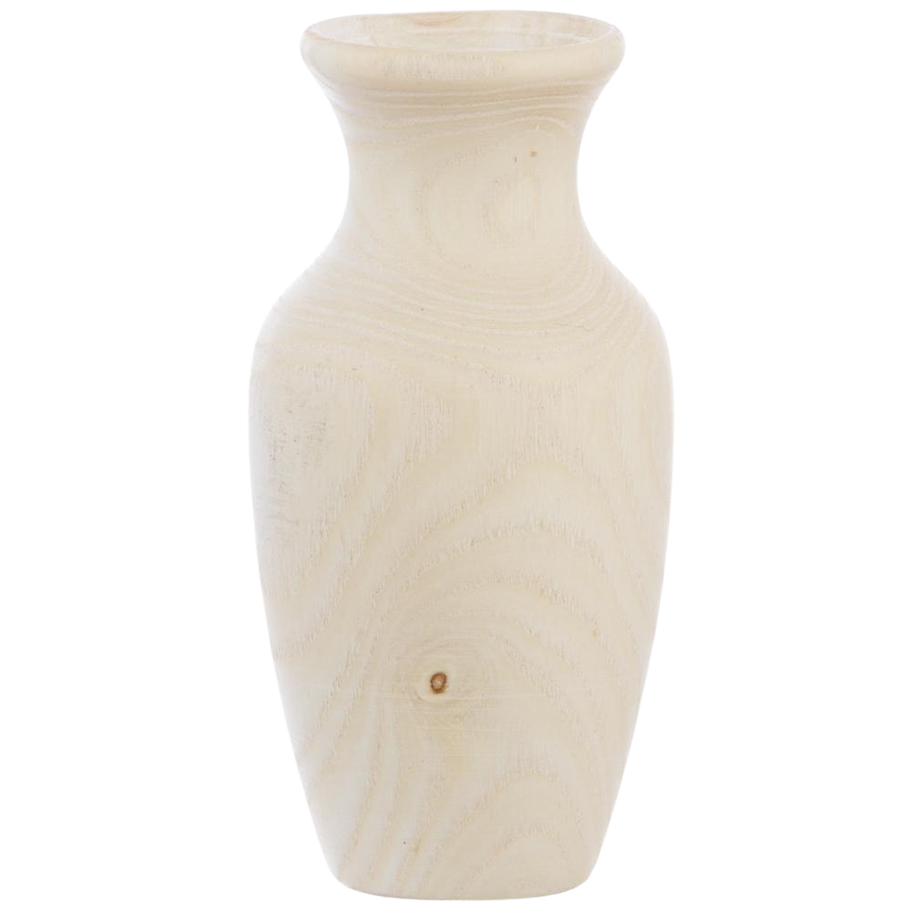4" Wood Vase With Clip Brown