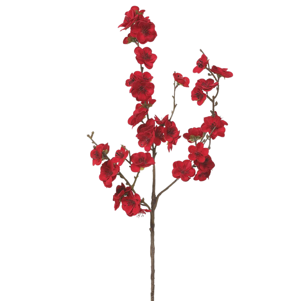 18" Velvet Plum Blossom Spray  Red