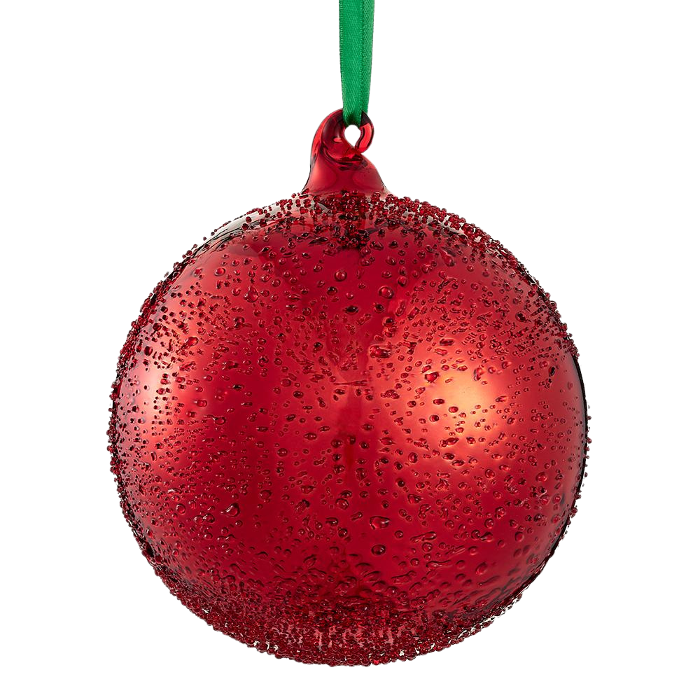 4.75" Beaded Glass Ball Ornament Red