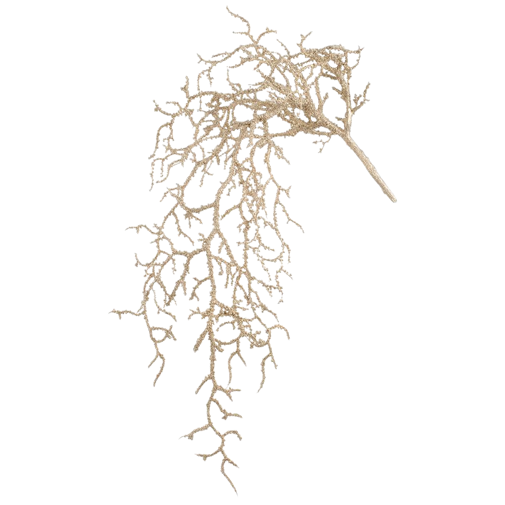 27.5" Metallic Twig Hanging Bush Champagne