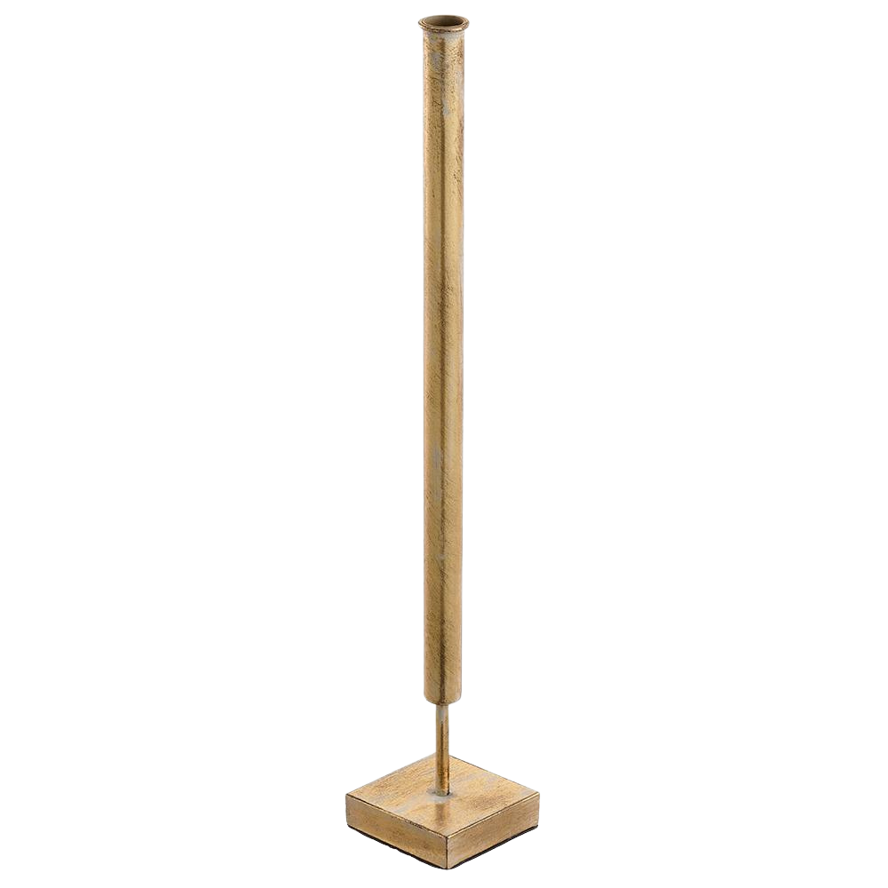 23.5" Metal Tube Holder With Plate Antique Gold