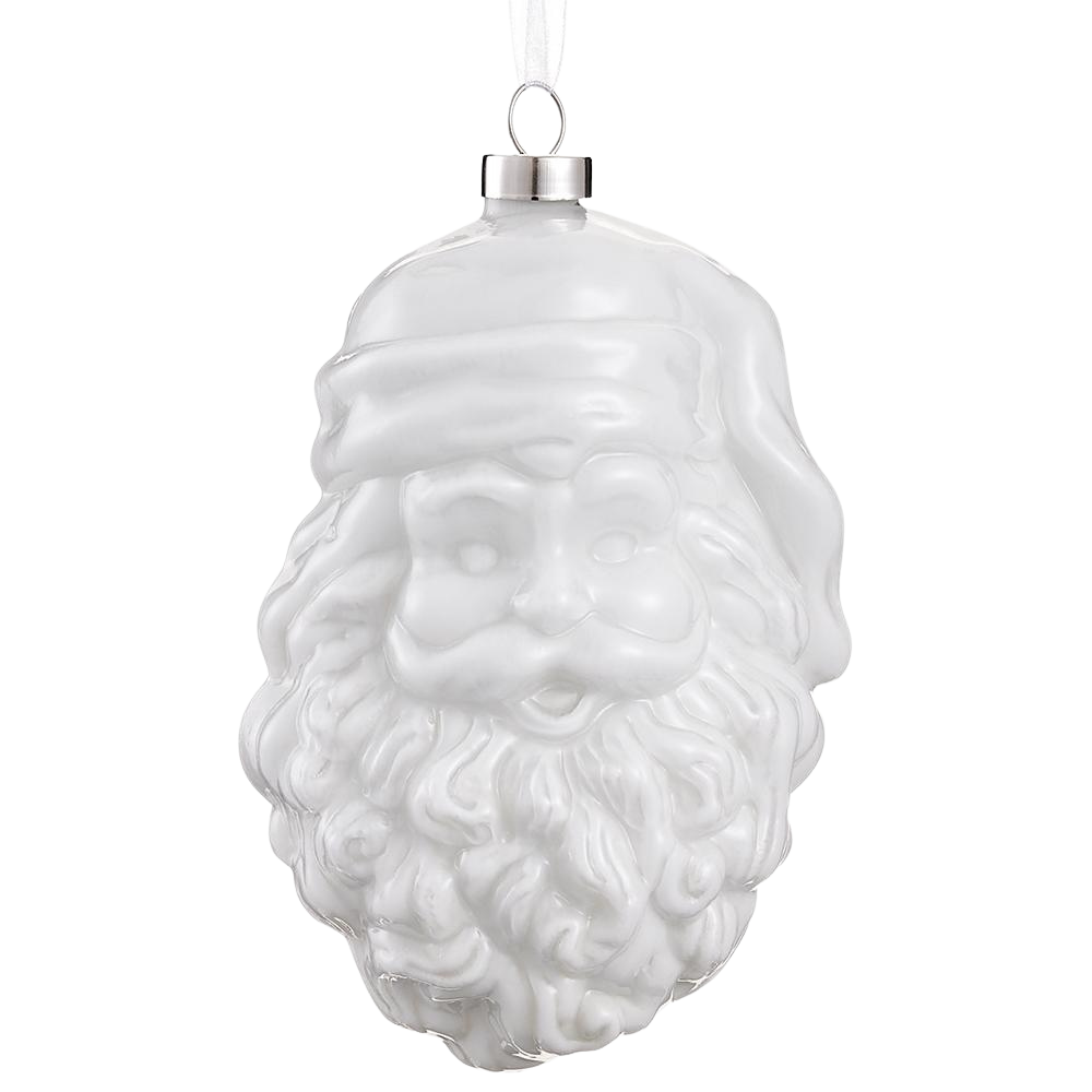 5" Glass Santa Ornament  Antique Cream