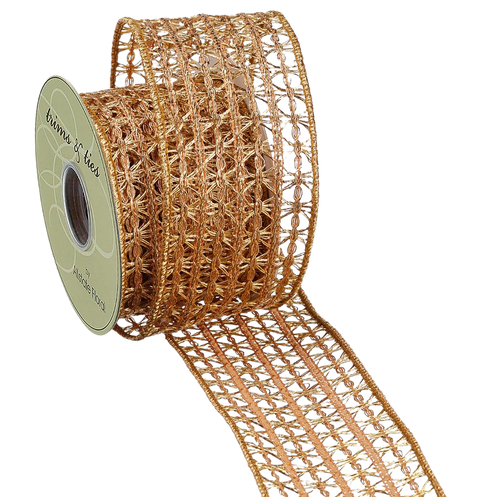 4" W x 5 yd Metallic Ribbon  Gold