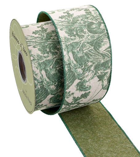 4" W x 10 Y Toile Ribbon Green