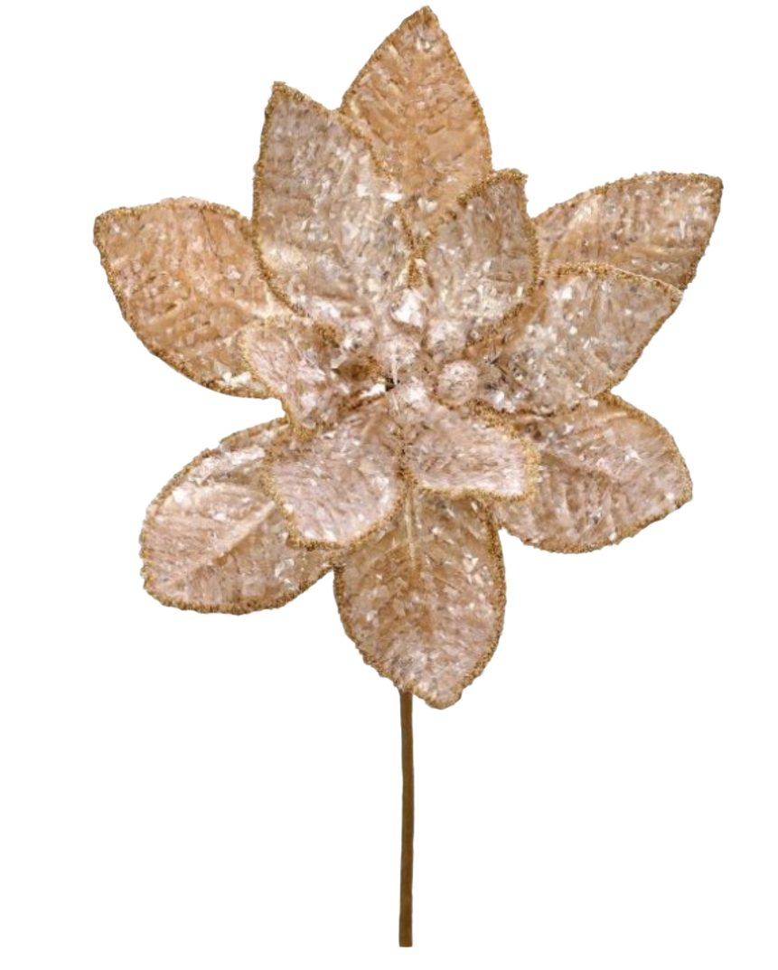 24" Sequin with Pearl Poinsettia Stem