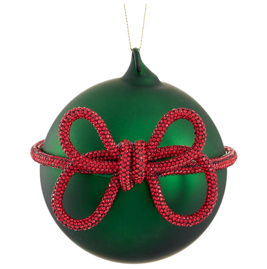 4" Glass Ball Ornament with Diamond Bow