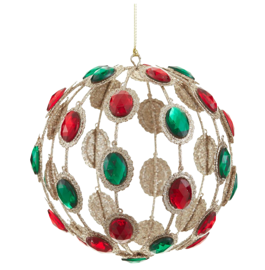 4.5" Glittered Rhinestone Filigree Ball Ornament